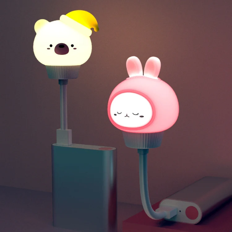 USB Night light LED Cute Bedroom Sleep Eye Protection Bedside Lamp, Style:Regular Version(Bear) - Image 4