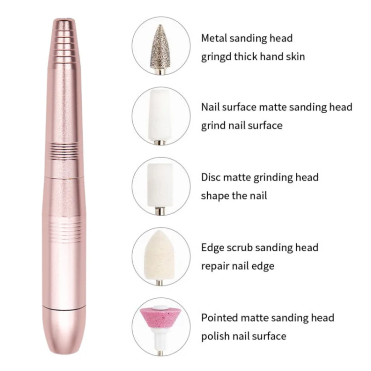 USB Plug Aluminum Nail Drill Machine Electric Manicure Milling Cutter Set(Golden) - Image 3