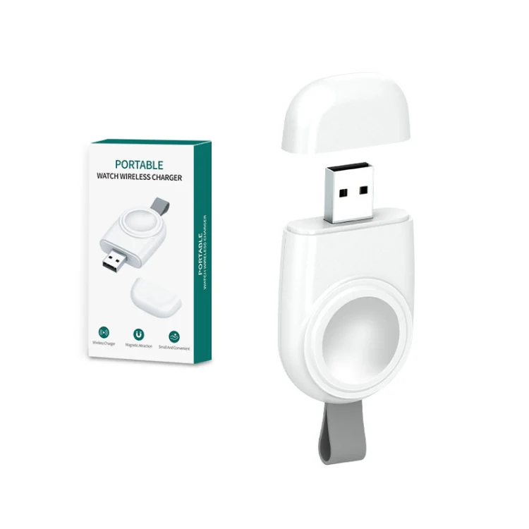 USB Portable Wireless Magnetic Suction Charger For Apple Watch 1/2/3/4/5/6/7/SE(White) - Image 2