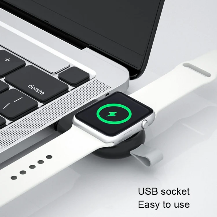 USB Portable Wireless Magnetic Suction Charger For Apple Watch 1/2/3/4/5/6/7/SE(White) - Image 5