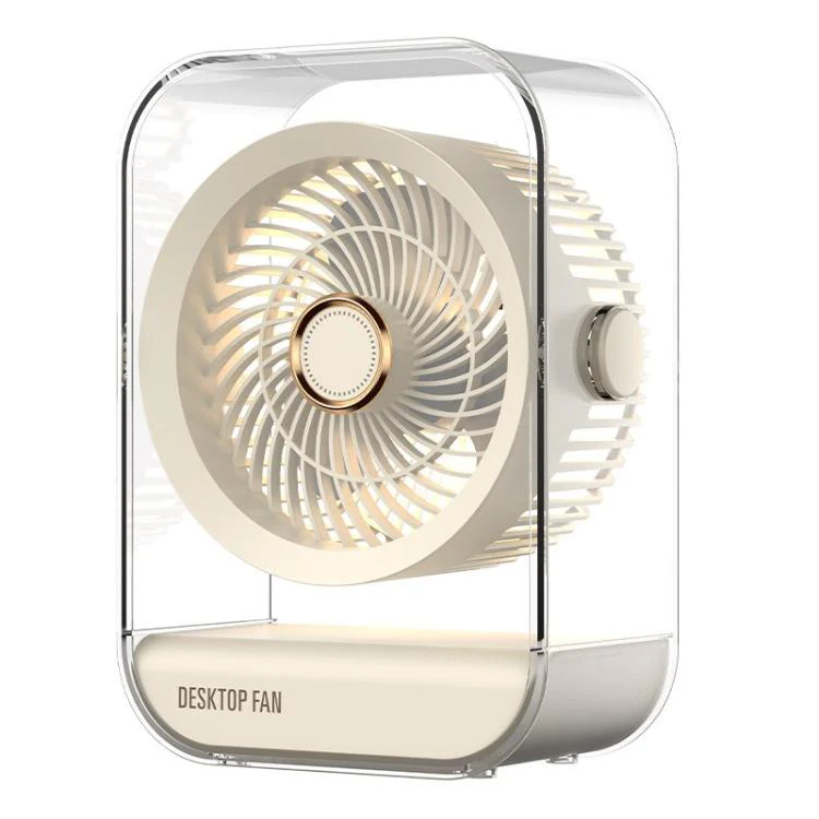 USB Rechargeable Desktop High-Power Fan With Night Light(Beige)