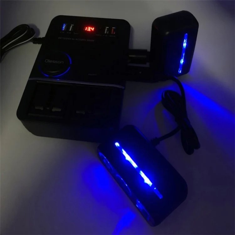 USB+Type-C to 220V QC3.0 200W Power Socket Cigarette Lighter Car Power Inverter - Image 6
