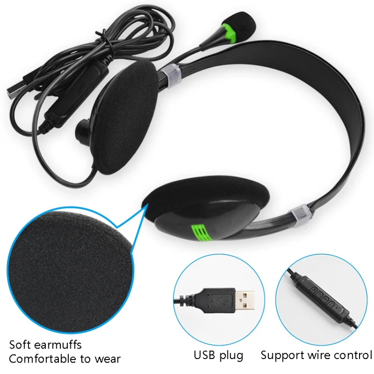 USB440 Universal USB Computer Cable Head Wearable Electricity Music Voice Headphones(Black Bare Metal) - Image 4