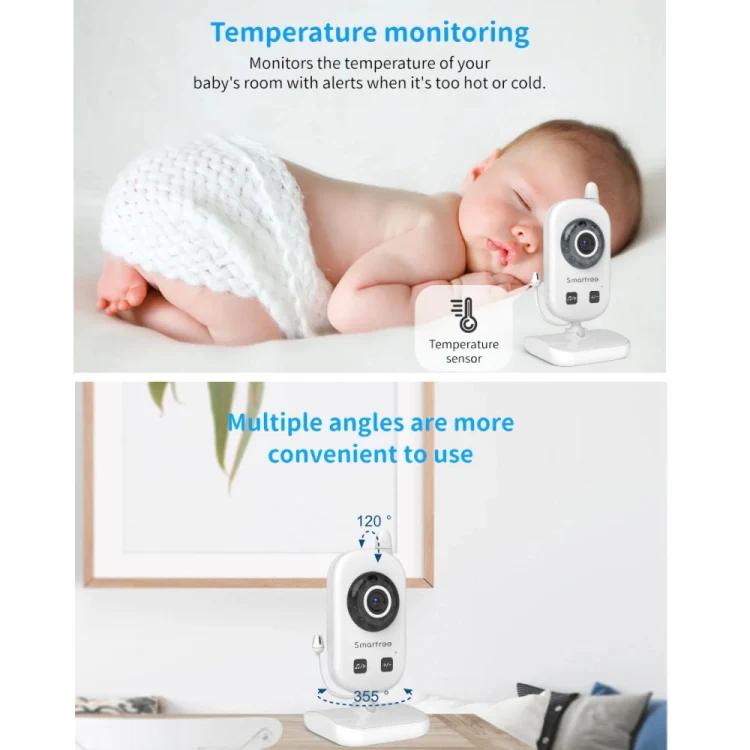 UU24 2.4 Inch Wireless Baby Monitor Camera Temperature Monitor 2 Way Audio VOX Lullaby US Plug - Image 3