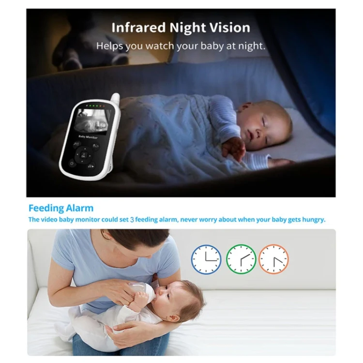 UU24 2.4 Inch Wireless Baby Monitor Camera Temperature Monitor 2 Way Audio VOX Lullaby US Plug - Image 5