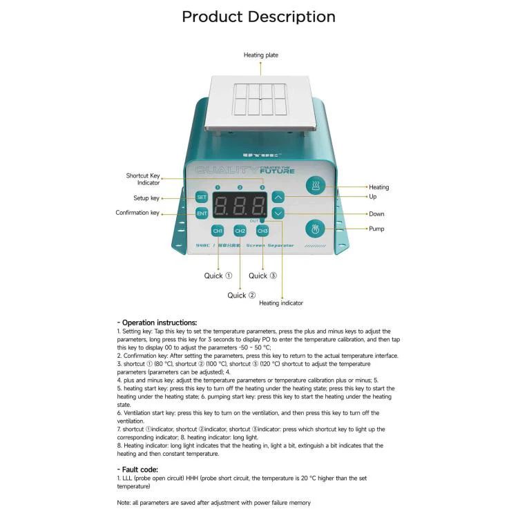 UYUE 948C 7-inch LCD Constant Temperature Heating Separation Machine, Plug:EU Plug - Image 4