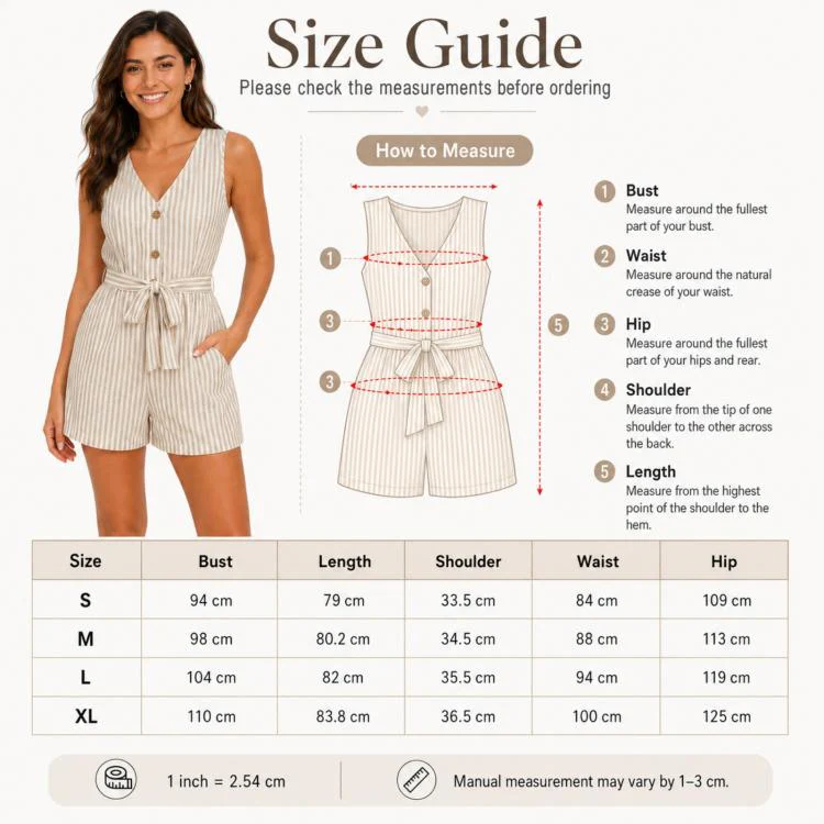 V-Neck Sleeveless Striped Jumpsuit Shorts, Size: L(Dark Gray) - Image 6