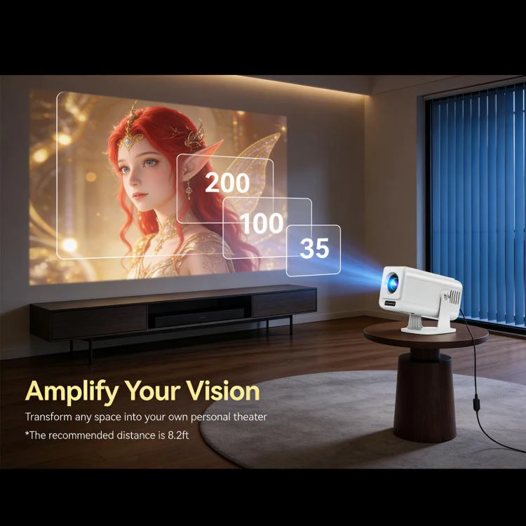 V1 Auto-focus 3 inch LCD 1920x1080P 270ANSI Android 13 OS Portable Smart Projector, Plug Type:EU Plug(White) - Image 8