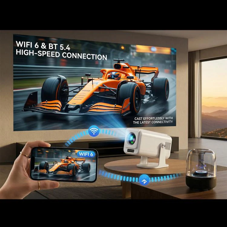V1 Auto-focus 3 inch LCD 1920x1080P 270ANSI Android 13 OS Portable Smart Projector, Plug Type:US Plug(White) - Image 7