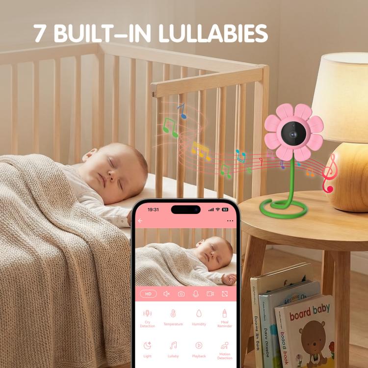 V1 Flower Shaped 4MP Baby Monitor Care Camera, Plug:EU Plug(Pink) - Image 6
