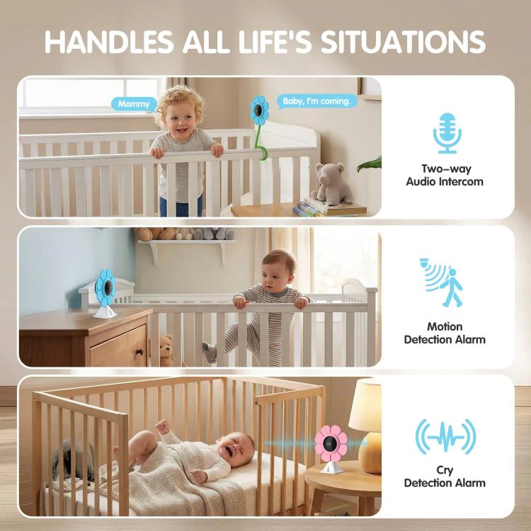V1 Flower Shaped 4MP Baby Monitor Care Camera, Plug:EU Plug(Pink) - Image 8