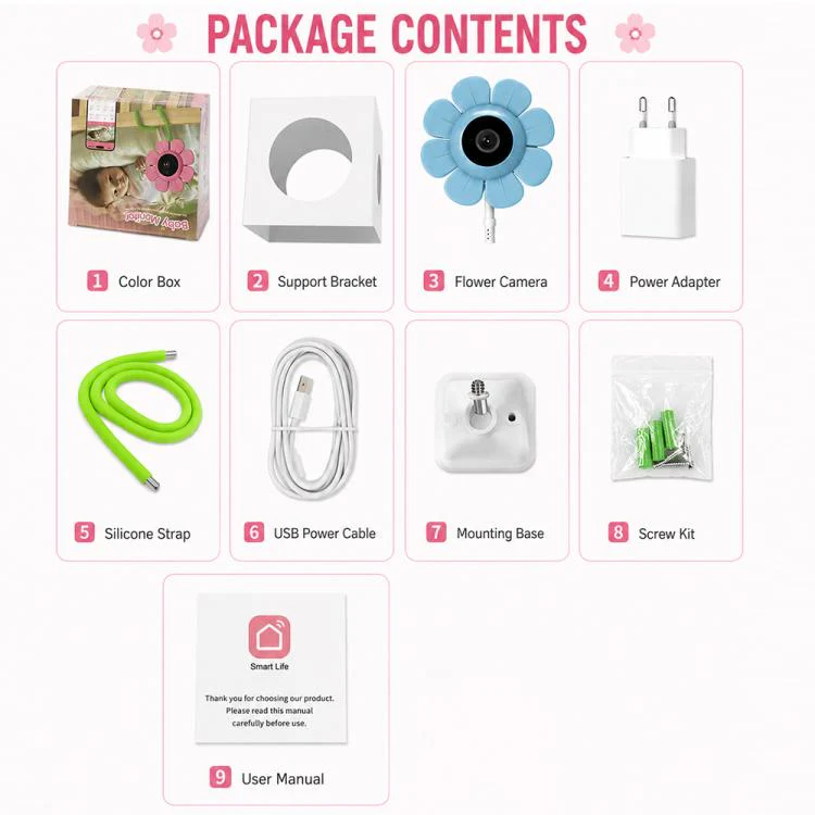 V1 Flower Shaped 4MP Baby Monitor Care Camera, Plug:US Plug(Blue) - Image 11