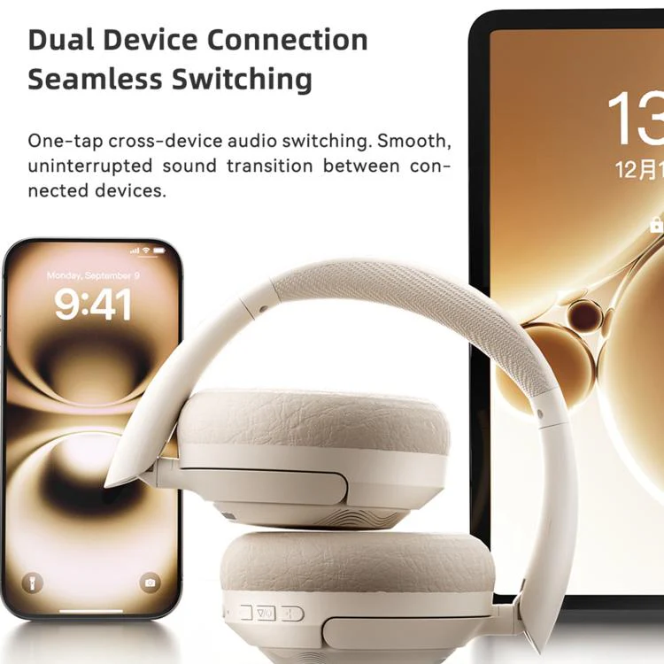 V10 Over-Ear Active Noise Reduction Wireless Bluetooth Headset(Beige) - Image 4