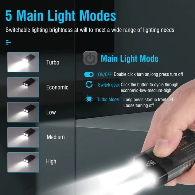 V10 Portable Keychain Light USB Rechargeable Bright Mini Flashlight(Black) - Image 12