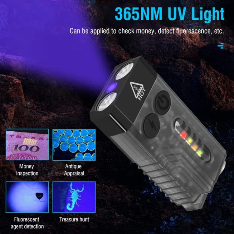 V10 Portable Keychain Light USB Rechargeable Bright Mini Flashlight(Black) - Image 13