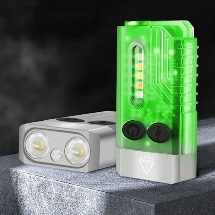 V10 Portable Keychain Light USB Rechargeable Bright Mini Flashlight(White) - Image 2