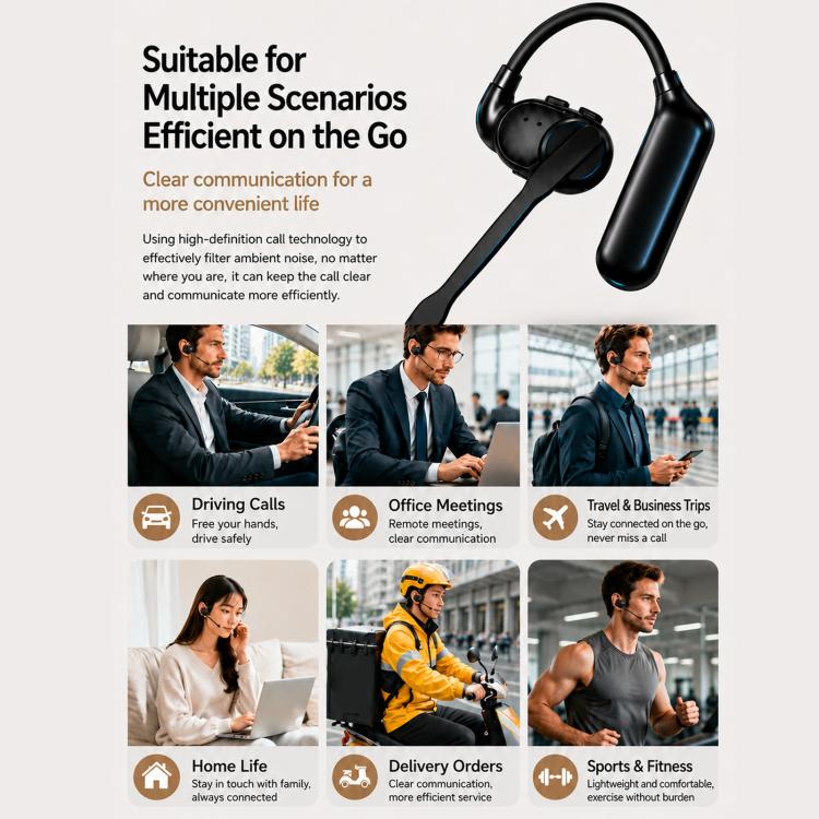 V2 Ear-Hook Rotatable Bluetooth Earphone HD Noise Reduction Rainproof Earphone - Image 8