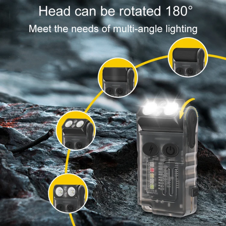 V20 Portable Keychain Light Rechargeable Bright Mini Flashlight(Black Red Light) - Image 4