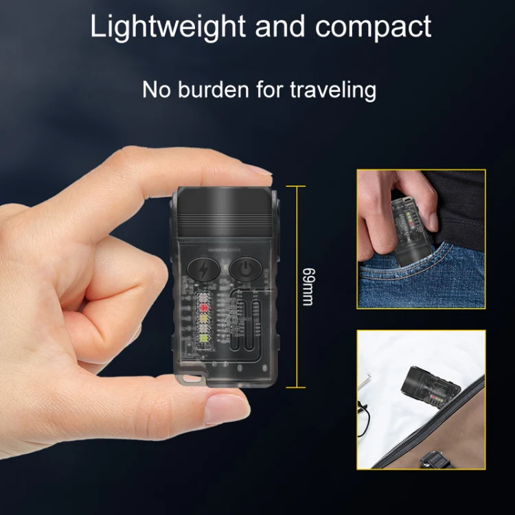 V20 Portable Keychain Light Rechargeable Bright Mini Flashlight(White Purple Light) - Image 6