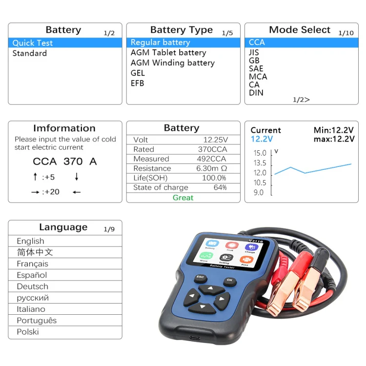 V311B Car 12V Handheld Battery Tester - Image 7