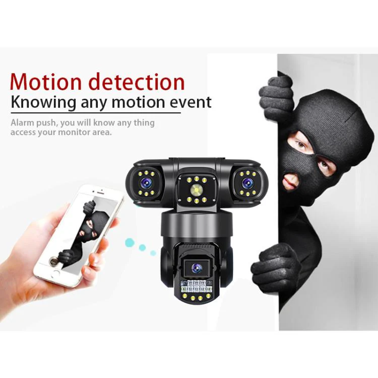V380 3MP HD Panoramic 360 Degrees Triple Lens Wireless WiFi Surveillance Camera, EU Plug(Black) - Image 6