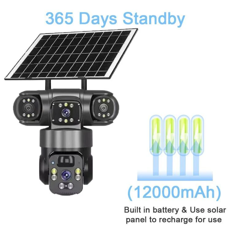 V380 Pro 2MP Panoramic 360 Degrees Triple Lens Wireless WiFi Solar Powered Surveillance Camera(Black) - Image 7
