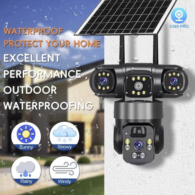 V380 Pro 2MP Panoramic 360 Degrees Triple Lens Wireless WiFi Solar Powered Surveillance Camera(Black) - Image 8