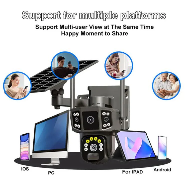 V380 Pro 3MP Panoramic Dual Lens Wireless WiFi Solar Powered Surveillance Camera(Black) - Image 10
