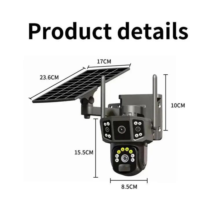 V380 Pro 3MP Panoramic Dual Lens Wireless WiFi Solar Powered Surveillance Camera(Black) - Image 12