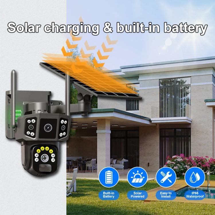 V380 Pro 3MP Panoramic Dual Lens Wireless WiFi Solar Powered Surveillance Camera(Black) - Image 4