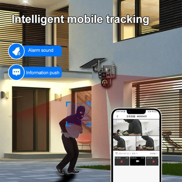 V380 Pro 3MP Panoramic Dual Lens Wireless WiFi Solar Powered Surveillance Camera(Black) - Image 6
