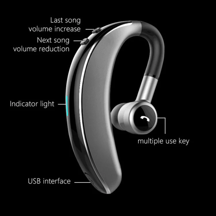 V7 Bluetooth 5.0 Business Style Wireless Stereo Sports Bluetooth Earphone, Support Inform Caller Name (Black) - Image 7