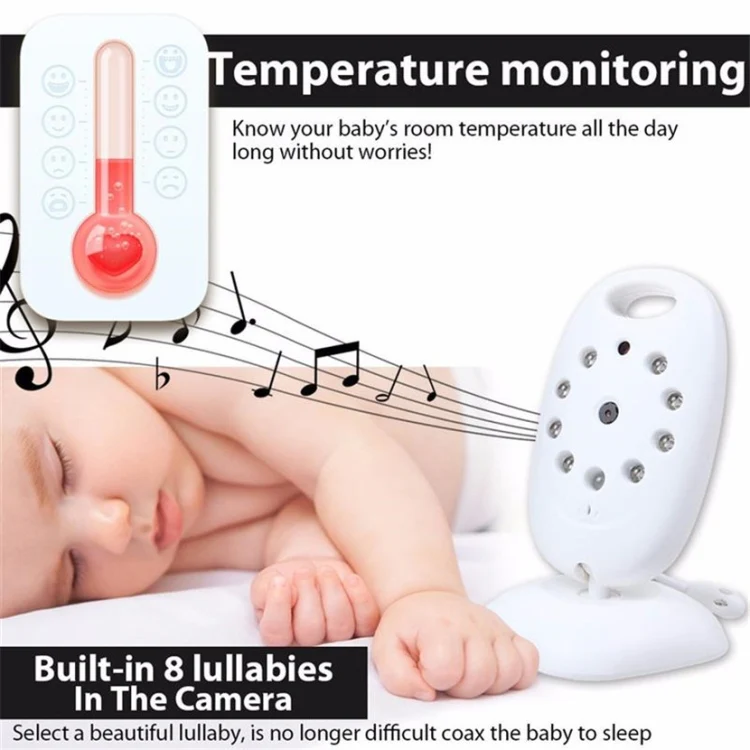 VB601 2.0 inch LCD Screen Hassle-Free Portable Baby Monitor, Support Two Way Talk Back, Night Vision(US Plug) - Image 8