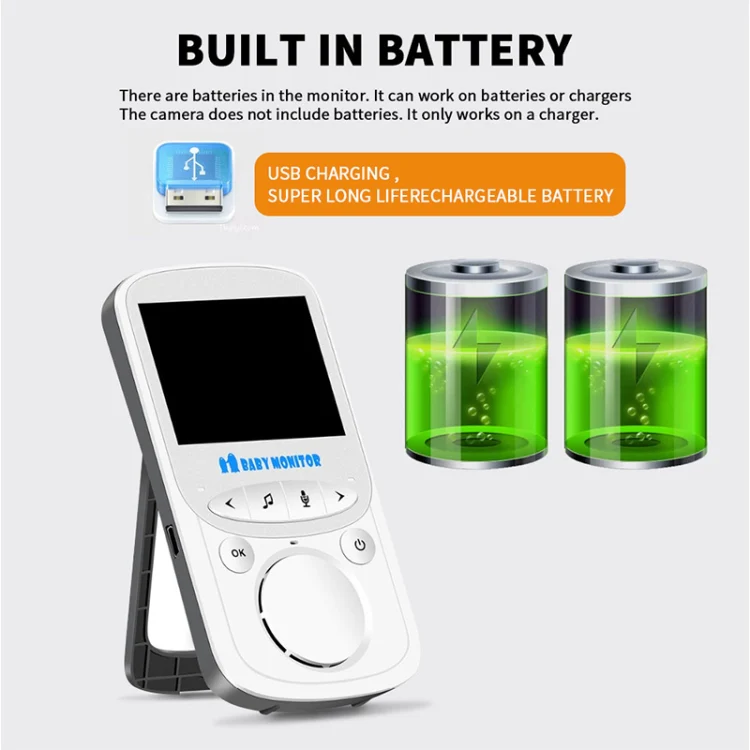 VB605 2.4 inch LCD 2.4GHz Wireless Surveillance Camera Baby Monitor, Support Two Way Talk Back, Night Vision(White) - Image 11