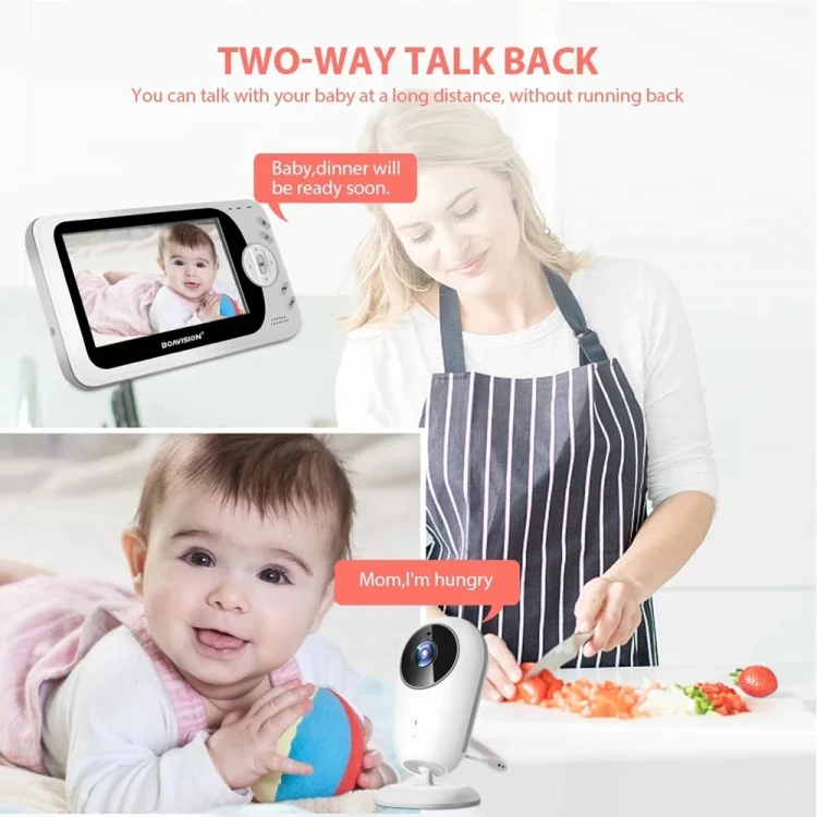 VB608 4.3 inch Wireless Video Baby Monitor IR LED Night Vision Intercom Surveillance Camera(EU Plug) - Image 5