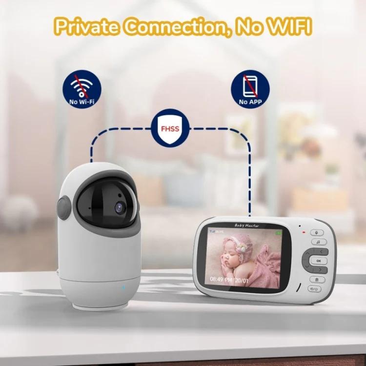 VB802 3.2 inch Baby Monitor Wireless Digital Video Rotating Camera(EU Plug) - Image 4