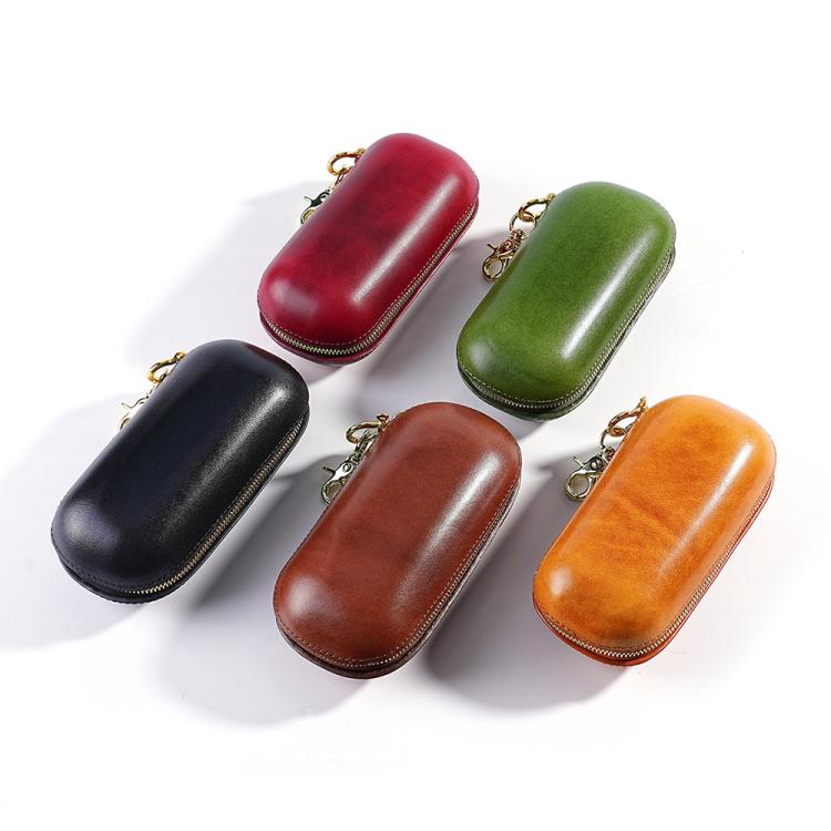 Vegetable Tanned Leather Pressure Resistant Sunglasses Storage Box(Brown) - Image 2