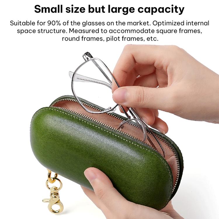 Vegetable Tanned Leather Pressure Resistant Sunglasses Storage Box(Yellow) - Image 7