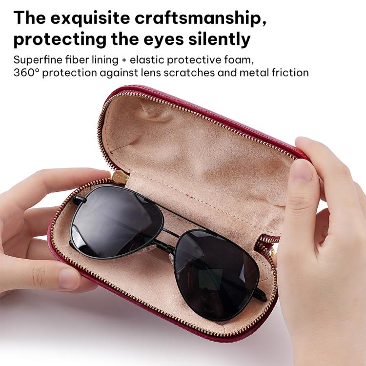Vegetable Tanned Leather Pressure Resistant Sunglasses Storage Box(Yellow) - Image 8