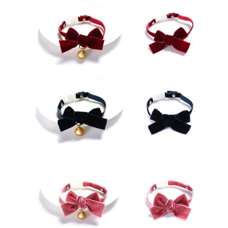 Velvet Bowknot Adjustable Pet Collar Cat Dog Rabbit Bow Tie Accessories, Size:S 17-30cm, Style:Bowknot(Blue) - Image 3