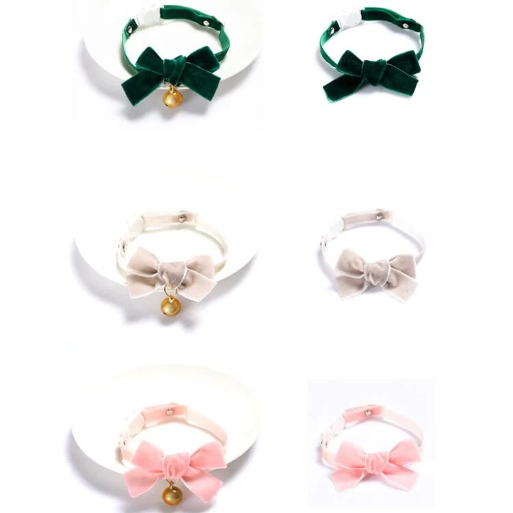 Velvet Bowknot Adjustable Pet Collar Cat Dog Rabbit Bow Tie Accessories, Size:S 17-30cm, Style:Bowknot(Gray) - Image 3