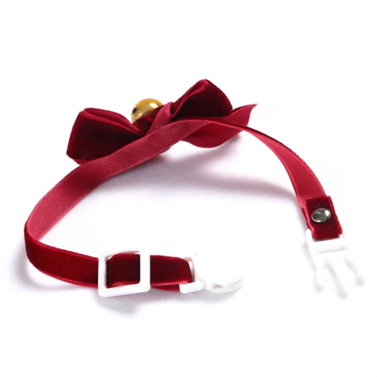 Velvet Bowknot Adjustable Pet Collar Cat Dog Rabbit Bow Tie Accessories, Size:S 17-30cm, Style:Bowknot(Pink) - Image 4
