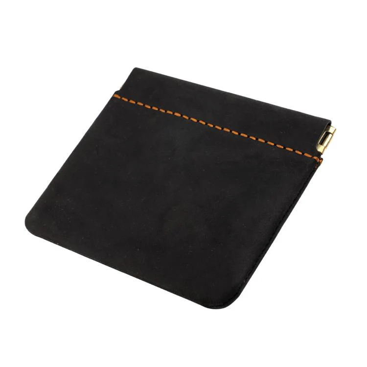 Vintage Crazy Horse Genuine Leather Coin Purse Lipstick Car Key Storage Bag(Black)