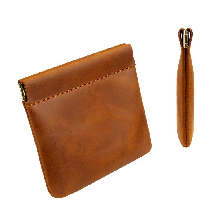 Vintage Crazy Horse Genuine Leather Coin Purse Lipstick Car Key Storage Bag(Black) - Image 3
