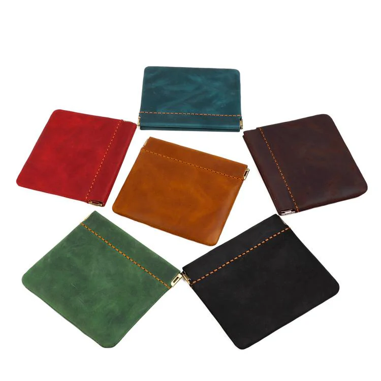 Vintage Crazy Horse Genuine Leather Coin Purse Lipstick Car Key Storage Bag(Black) - Image 8