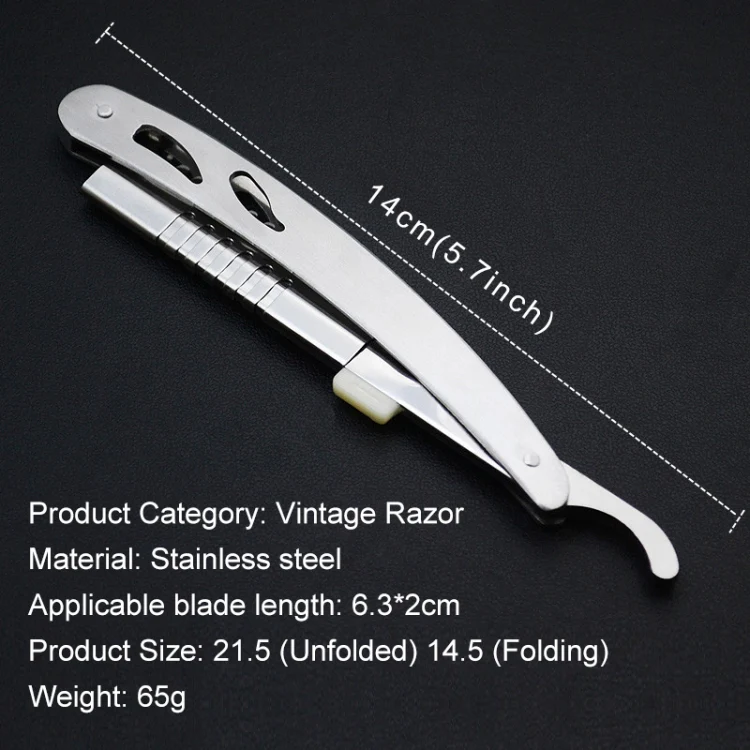 Vintage Manual Razor Blade Holder Shaving Eyebrow Chimer Haircut Blade Holder(Silver) - Image 2