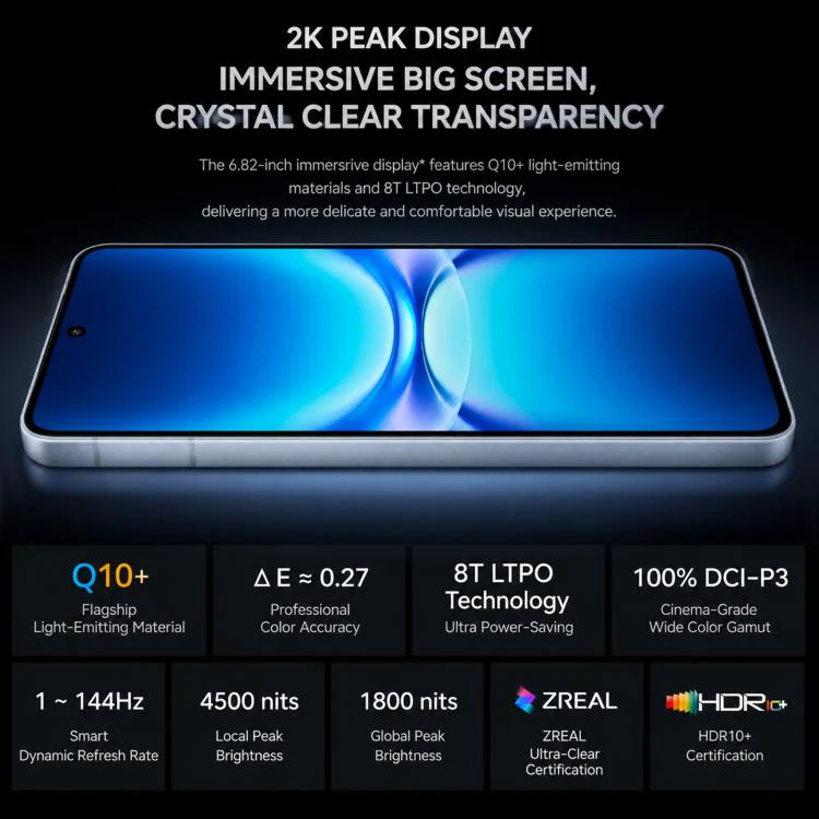 vivo iQOO 15T, 12GB+512GB, Ultrasonic 3D Fingerprint, 6.82 inch Android 16 OriginOS 6 Dimensity 9500 Monster Octa Core, OTG, NFC, Network: 5G, Support Google Play (Blue) - Image 9