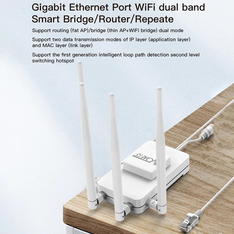 VONETS VAR1200-H 1200Mbps Wireless Bridge External Antenna Dual-Band WiFi Repeater, With DC Adapter Set - Image 2