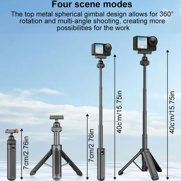 VT-09 Magnetic Handheld Selfie Stick Mini Desktop Telescopic Tripod for DJI Action 6 / 5 Pro / 4 / 3 (Black) - Image 11