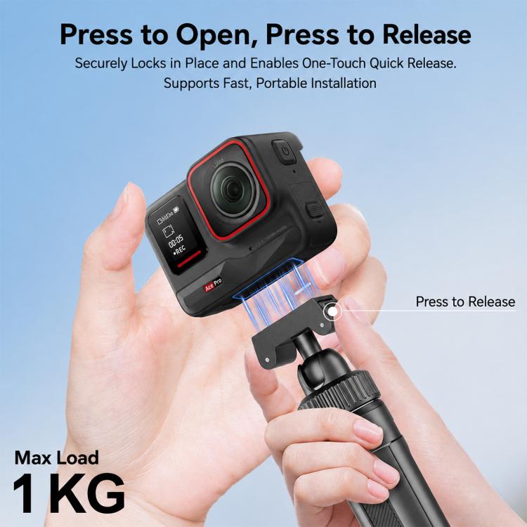 VT-10 Magnetic Tabletop Tripod Telescopic BallHead Selfie Stick for DJI, Insta360, GoPro and Other Action Cameras (Black) - Image 9